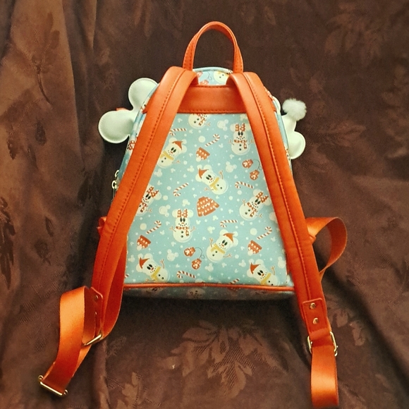 Loungefly Snowman Mickey & Minnie Mouse Mini Backpack With Ears Headband - Picture 5 of 15